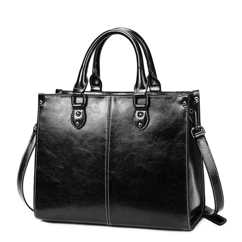 👜 Borsa da donna a tracolla Tote Bag con manico superiore in vera pelle di vacchetta femminile