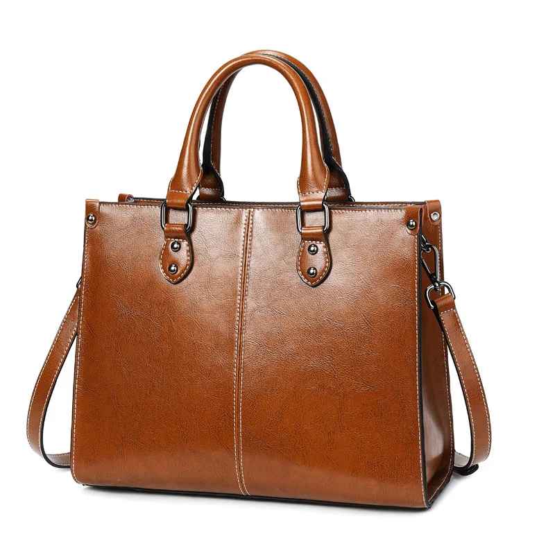 👜 Borsa da donna a tracolla Tote Bag con manico superiore in vera pelle di vacchetta femminile