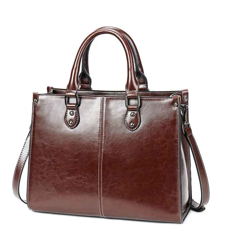 👜 Borsa da donna a tracolla Tote Bag con manico superiore in vera pelle di vacchetta femminile