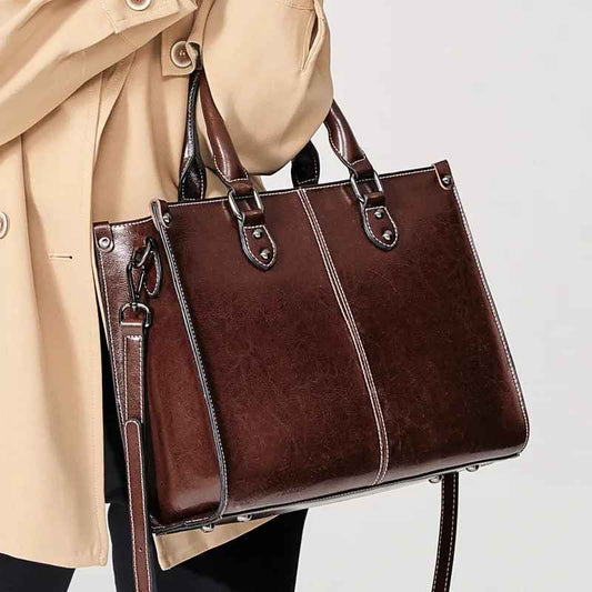👜 Borsa da donna a tracolla Tote Bag con manico superiore in vera pelle di vacchetta femminile