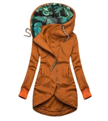 🧥 Cappotto da donna 👩 casual con stampa foglie🌿 tasche a maniche lunghe con cappuccio🧢