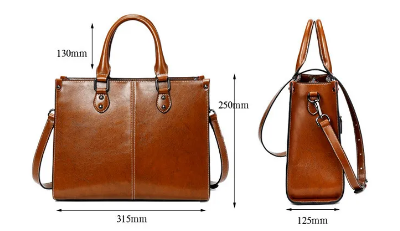 👜 Borsa da donna a tracolla Tote Bag con manico superiore in vera pelle di vacchetta femminile
